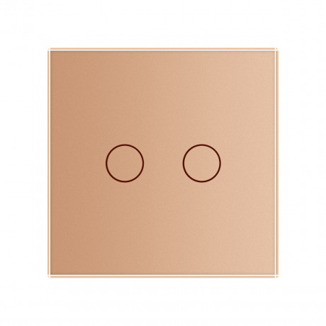 Сенсорный выключатель Livolo для ванной комнаты свет и вытяжка золото стекло (VL-C702-2IH-13)