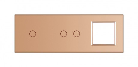 Сенсорная панель комбинированная для выключателя 3 сенсора 1 розетка (1-2-0) Livolo золото стекло