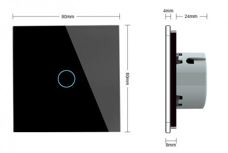 Бесшумный сенсорный выключатель Livolo Silent черный стекло (VL-C701Q-12)