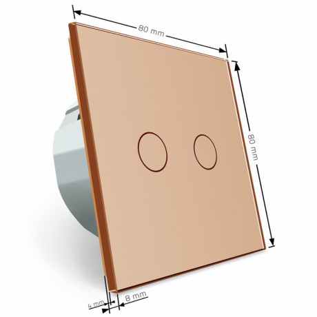 Сенсорный выключатель Livolo для ванной комнаты свет и вытяжка золото стекло (VL-C702-2IH-13)