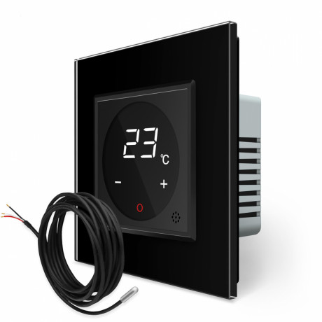 Терморегулятор с выносним датчиком температуры для теплых полов Livolo черный (VL-C701TM2-12)
