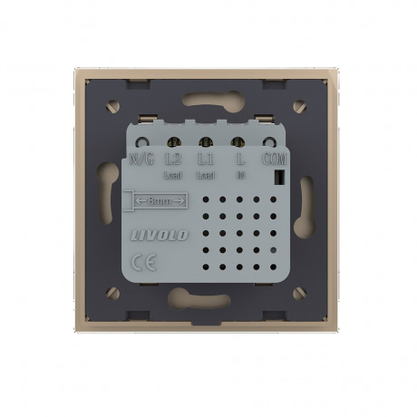 Сенсорный радиоуправляемый выключатель Sense 2 сенсора Livolo золото (722100213)