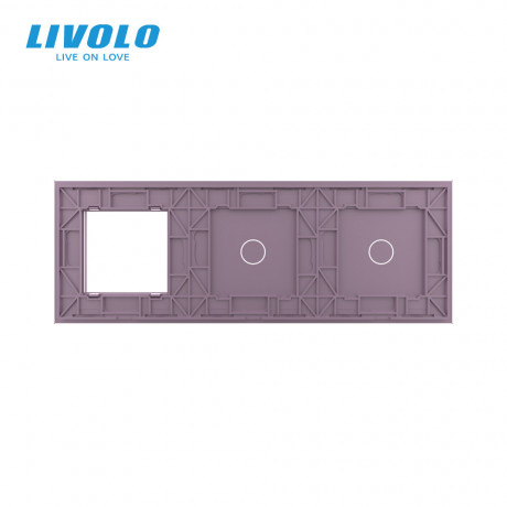 Сенсорная панель выключателя Livolo 2 канала и розетку (1-1-0) розовый стекло (VL-C7-C1/C1/SR-17)