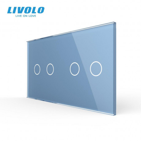 Сенсорная панель для выключателя 4 сенсора (2-2) Livolo голубой стекло (C7-C2/C2-19)