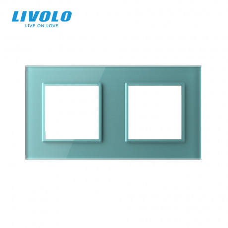 Рамка розетки 2 места Livolo зеленый стекло (C7-SR/SR-18)