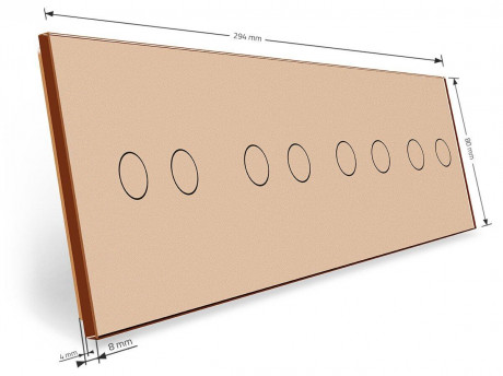 Сенсорная панель для выключателя 8 сенсоров (2-2-2-2) Livolo золото стекло (C7-C2/C2/C2/C2-13)
