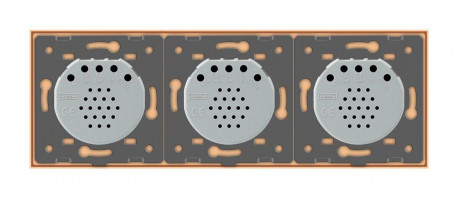 Сенсорный радиоуправляемый проходной выключатель 6 сенсоров (2-2-2) Livolo золото стекло