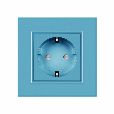Розетка с заземлением Livolo голубой стекло (VL-C7C1EU-19)