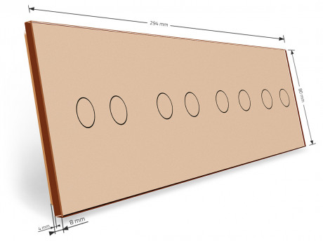 Сенсорная панель для выключателя 8 сенсоров (2-2-2-2) Livolo золото стекло (C7-C2/C2/C2/C2-13)