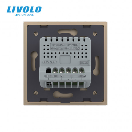 Умный сенсорный Wi-Fi проходной выключатель 1 сенсор Livolo Livolo золотой стекло (VL-C7FC1SNY-2G-AP)
