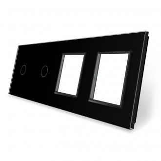 Сенсорная панель комбинированная для выключателя 2 сенсора 2 розетки (1-1-0-0) Livolo черный стекло