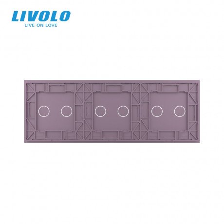 Сенсорная панель выключателя Livolo 6 каналов (2-2-2) розовый стекло (VL-C7-C2/C2/C2/-17)