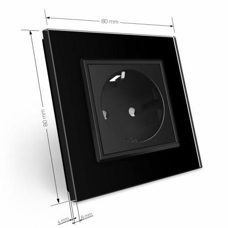 Розетка с заземлением Livolo черный стекло (VL-C7C1EU-12)