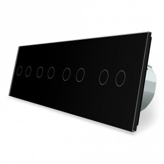 Сенсорный выключатель 8 сенсоров (2-2-2-2) Livolo черный стекло (VL-C708-12)