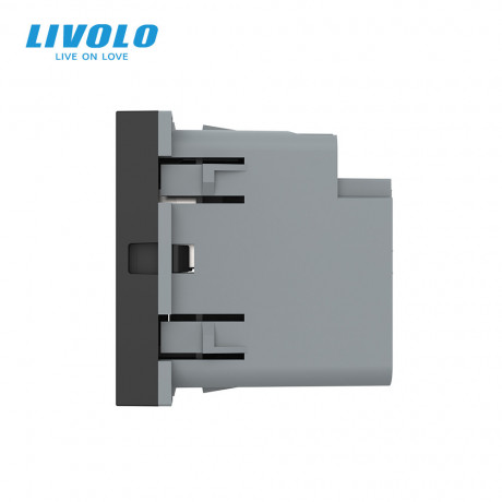 Механизм розетка USB-A и USB-C 36W Livolo черный (VL-FCUA18W.UC18W-2BP)