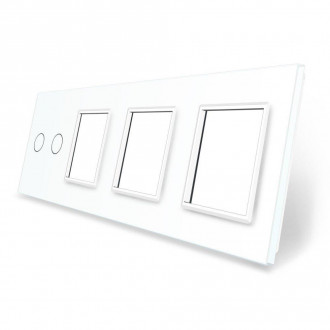 Сенсорная панель комбинированная для выключателя 2 сенсор 3 розетки (2-0-0-0) Livolo белый стекло